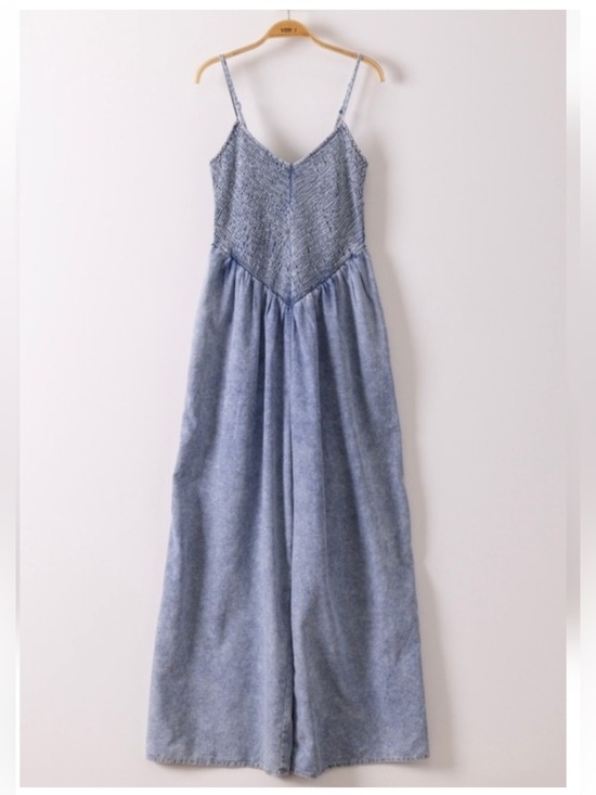 Very J Pants - Very J Light Blue Denim Jumpsuit